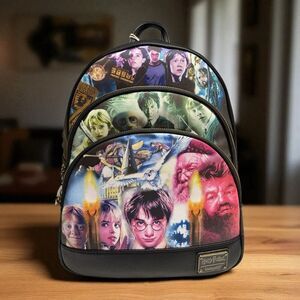 Loungefly Harry Potter Trilogy Triple Pocket Mini Backpack NWT